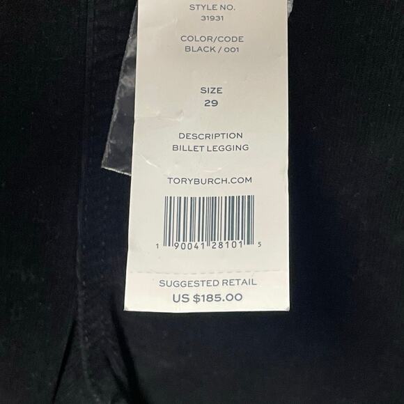 NWT Tory Burch Billet Legging Side Zip High Rise Black Corduroy Womens Size 29 - Picture 8 of 9
